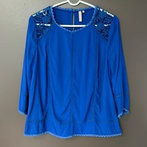 Red Camel, Medium, Blue, Lace, Long Sleeve